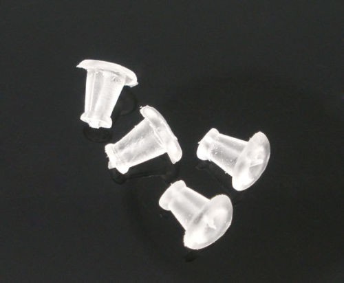 Stopper Ohrstopper für Ohrringe Ohrstecker Verschlüsse Gummi 5x5mm Transparent