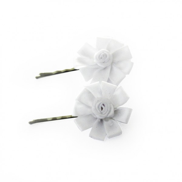 2 x Haarklammern weiße Seidenblume "Rosen" Haarschmuck Trachtenschmuck Accessoire für Frisuren