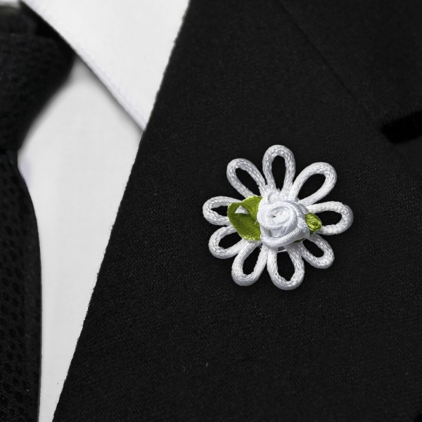 Boutonniere "Rose" Ansteckblume Pin Anstecknadel für Herren aus Satin handgefertigt