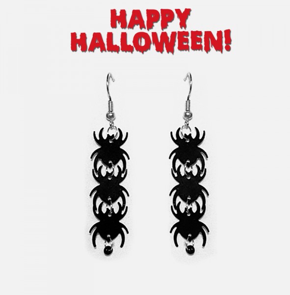 Halloween-Ohrringe Spinne mit schwarzer Perle Gothicschmuck Metalschmuck