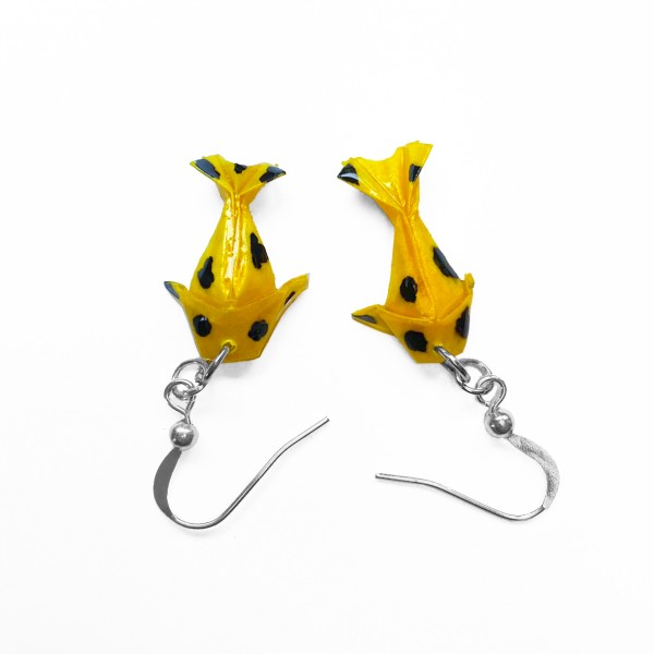 Origami Ohrhänger "Fisch" gelb-schwarzen Ohrringe mit Fisch beschichtet handgefertigter Schmuck mit 