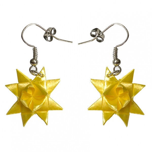 Origami Ohrhänger "Stern" gelb handgefertigt gefaltete Stern Ohrringe in Japan Anime Style