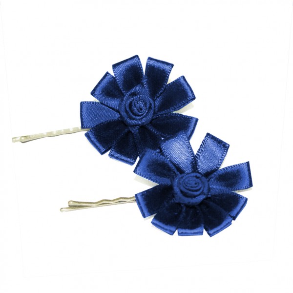 2 x Haarklammern blaue Seidenblume "Rosen" Haarschmuck Trachtenschmuck Accessoire für Frisur