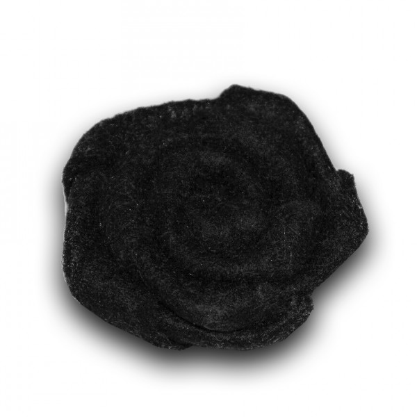 Brosche aus Wollfilz schwarz handgefertigte Vintage Ansteckblume als Rose