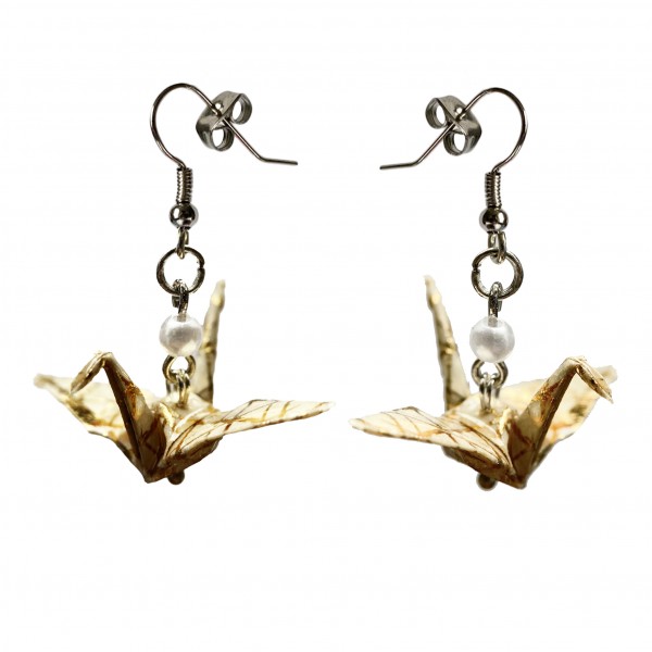 Origami Ohrhänger „Kranich“ in gold handgefertigte goldene Ohrringe mit Tiermotiv besonderes Geschen