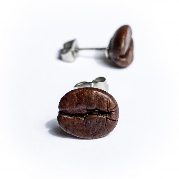 Ohrstecker "Coklat" aus echten Kaffeebohnen handgefertigte einzigartige Ohrringe