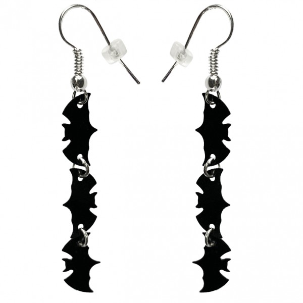 Halloween-Ohrringe Fledermaus hängend schwarz Gothicschmuck Metalschmuck